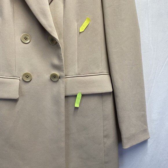 ELIE TAHARI Peak Lapel Collar Lined Blazer Jacket Women Sz 0 Beige Shoulder Pads - Picture 3 of 16